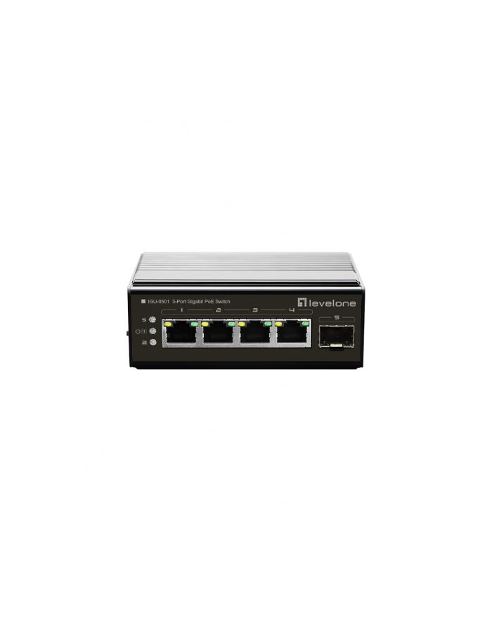 Level One IGU-0501 łącza sieciowe Gigabit Ethernet (10/100/1000) Obsługa PoE Czarny główny