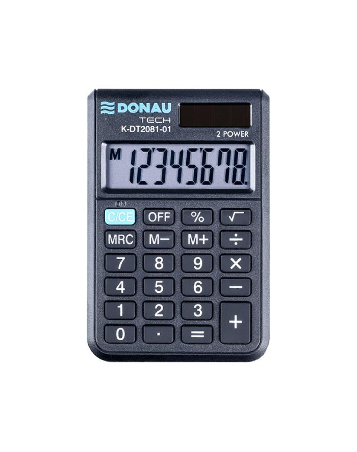 pbs connect Kalkulator kieszonkowy Donau Tech K-DT2081 8 cyfr, funkcja pierwistka 90x60x11mm czarny, etui główny