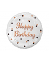 Balon foliowy B'amp;C '';Happy Birthday''; biały nadruk różowo-złoty 18''; Godan - nr 1