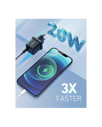aukey PA-F5 OEM Black Mini ładowarka sieciowa 1xUSB-C 20W PD Power Delivery