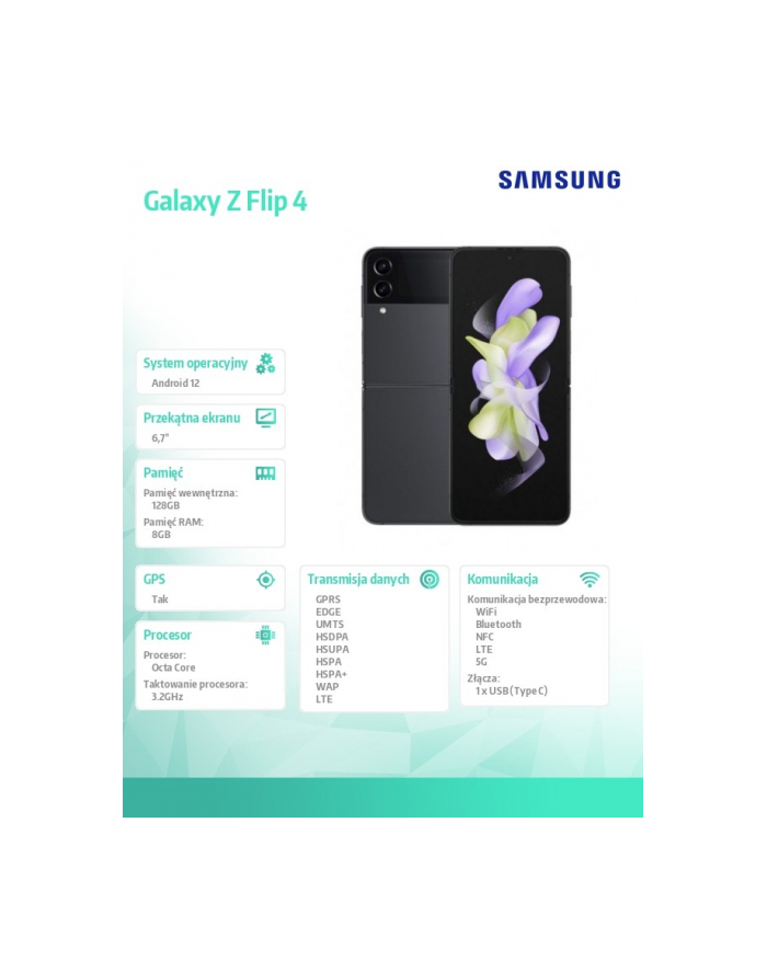 samsung Smartfon Galaxy Z Flip 4 DS 5G 8/128GB Szary Enterprise Edition główny