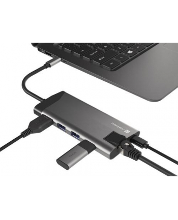 NATEC multiport Fowler Plus USB-C->HUB USB 3.0 3x HDMI 4K USB-C PD RJ45 SD Micro SD