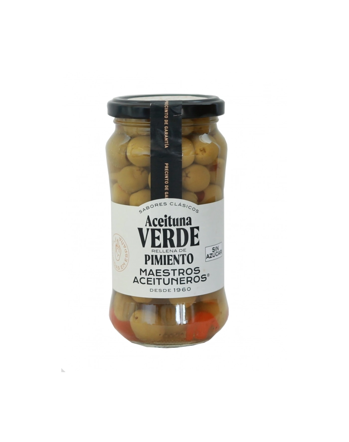 Oliwki MAESTROS VERDE PIMIENTO słoik 345g zielone bez pestki nadziane papryką główny
