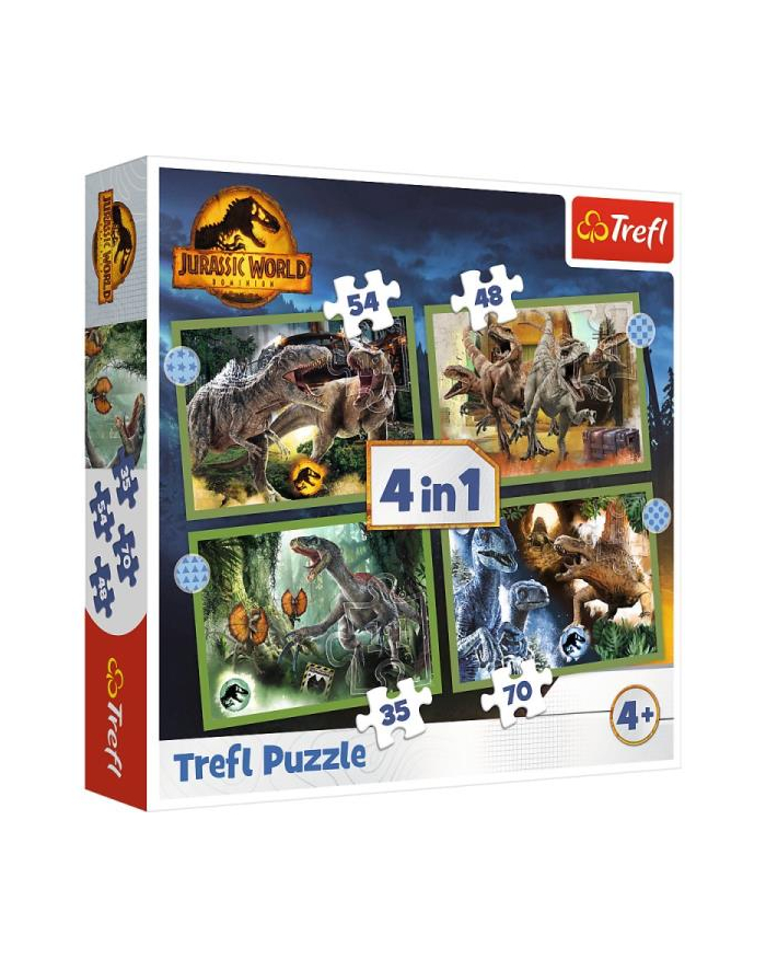 Puzzle 4w1 Groźne dinozaury / Uniwersal Jurassic World 34607 Trefl główny
