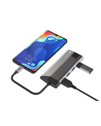 natec Stacja dokująca Multiport Fowler Plus USB-C PD, 3x USB 3.0, HDMI 4K, RJ45, SD, micro SD