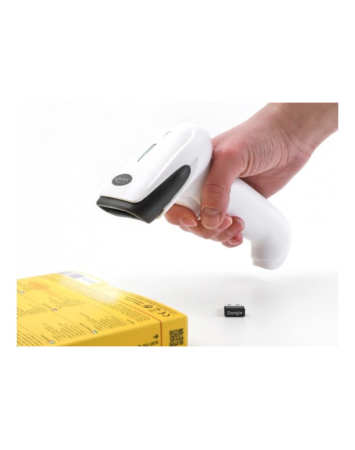 delock Skaner kodów kreskowych 1D/2D 2.4 GHZ Bluetooth lub USB biały główny