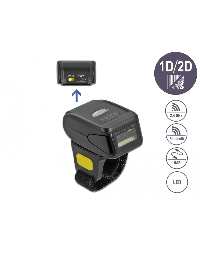 delock Skaner kodów kreskowych na palec 1D/2D Bluetooth 90508 główny