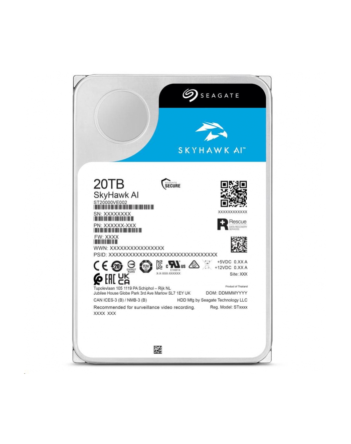 seagate Dysk SkyHawkAI 20TB 3,5 256MB ST20000VE002 główny