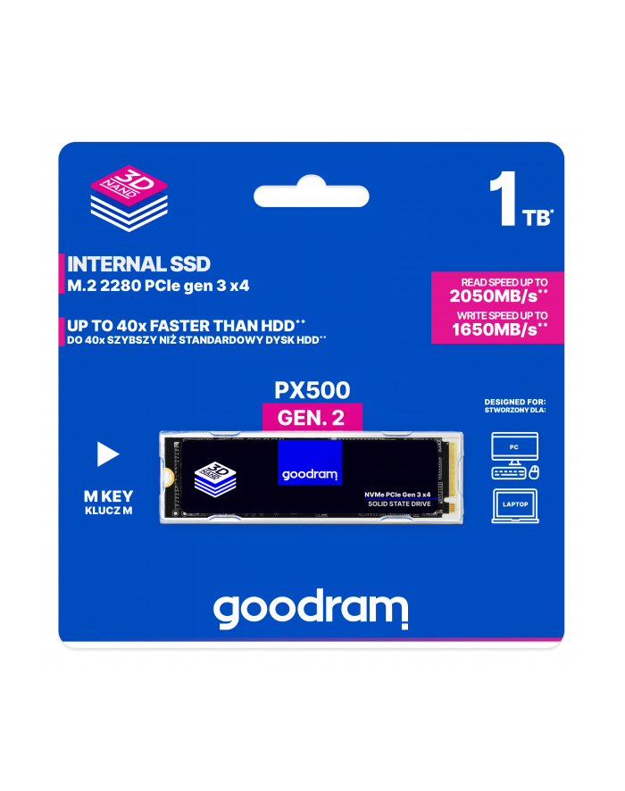 goodram Dysk SSD PX500-G2 1TB M.2 PCIe 3x4 NVMe 2280 główny
