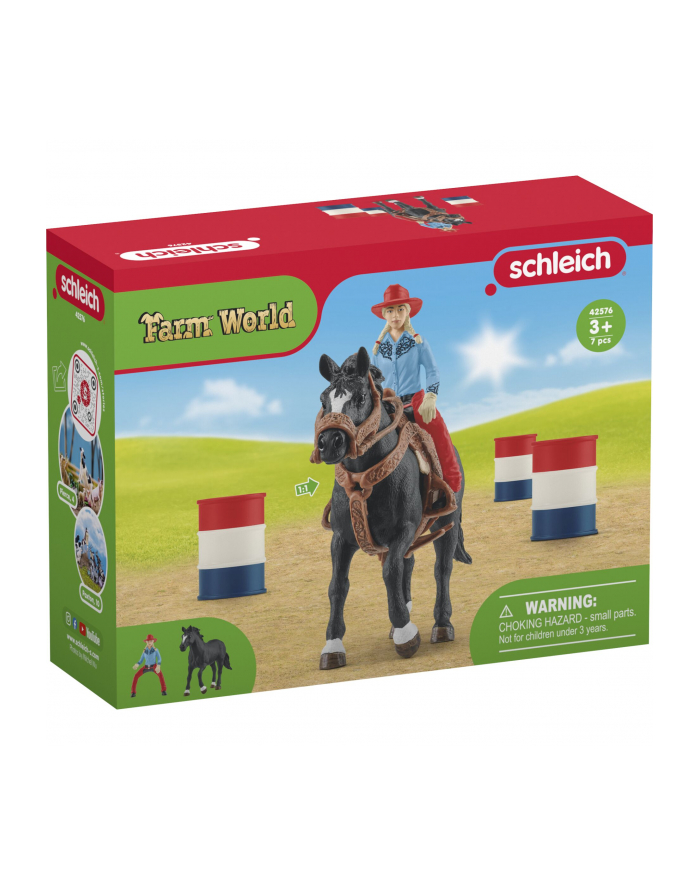 Schleich 42576 Kowbojka i wyścig wokół beczek Farm World główny