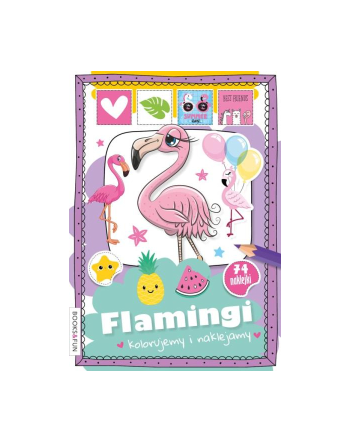 booksandfun Książeczka Flamingi. Kolorujemy i naklejamy główny