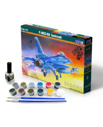 olymp aircraft Model samolotu do sklejania F-16CJ-52+ Jastrząb 1:72 + farby, klej SD-116