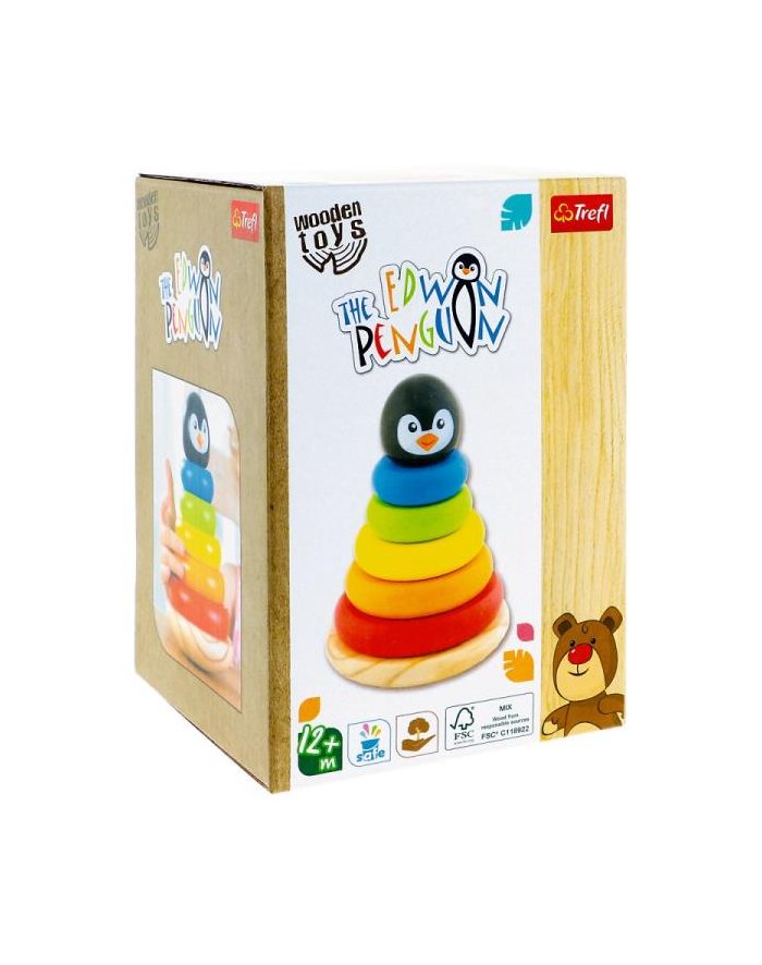 Zabawka drewniana - Edwin the penguin Piramidka 61688 Trefl główny