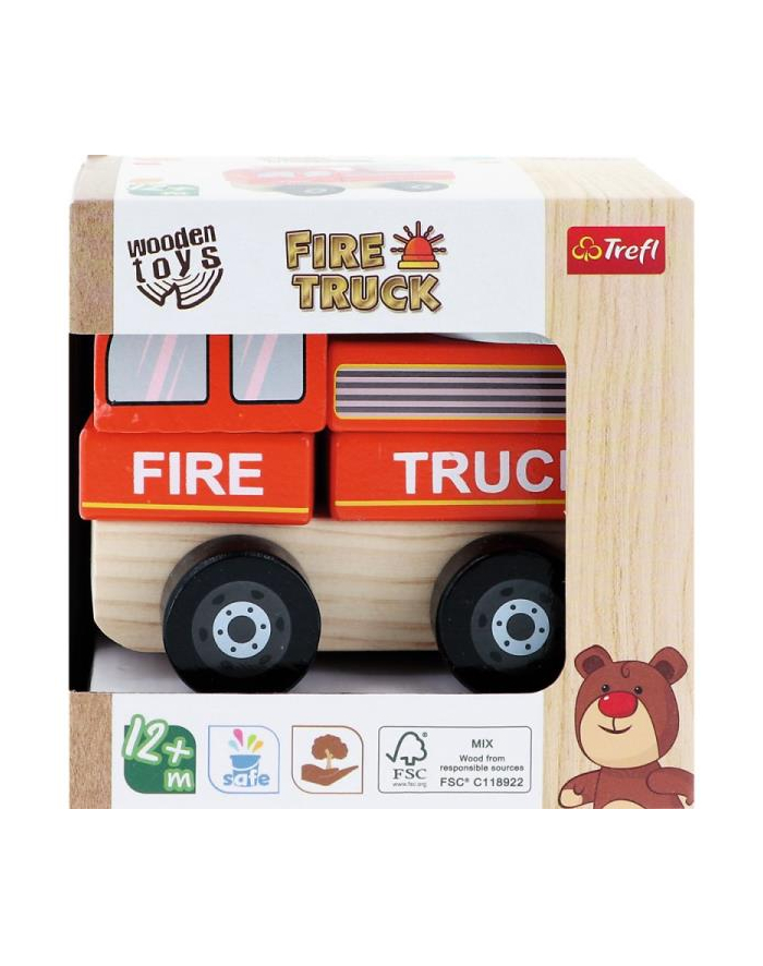 Zabawka drewniana - Fire truck Straż pożarna 61766 Trefl główny