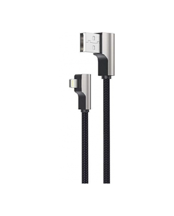 aukey CB-AL01 Black OEM nylonowy kabel USB - Lightning | 2m | wtyki 90 stopni | certyfikat MFi