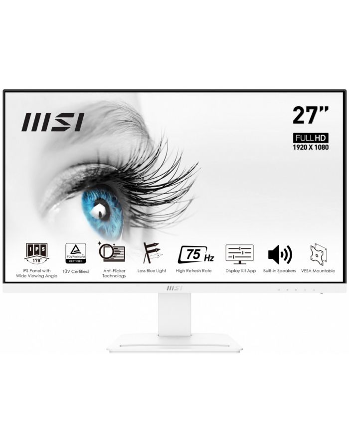 msi Monitor PRO MP273W 27 cali IPS /FHD/75Hz/HDMI DP/biały główny