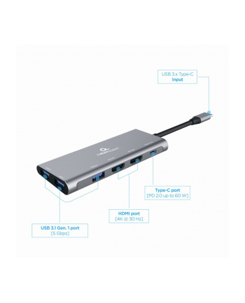 gembird Adapter USB-C Hub 2xHDMI 1xUSB-C 3xUSB 3.0 PowerDelivery