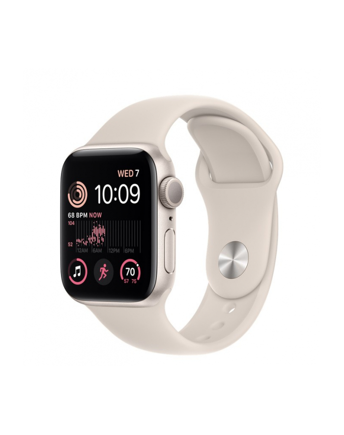 apple Watch SE GPS, 40 mm Koperta z aluminium w kolorze księżycowej poświaty z paskiem sportowym w kolorze księżycowej poświaty - regular główny