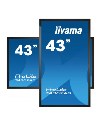 IIYAMA T4362AS-B1 4k UHD LCD 43inch 20 Points PCAP 500cd/m2 1200:1 3840x2160 AG RS232C 16GB eMMC 2GB RAM