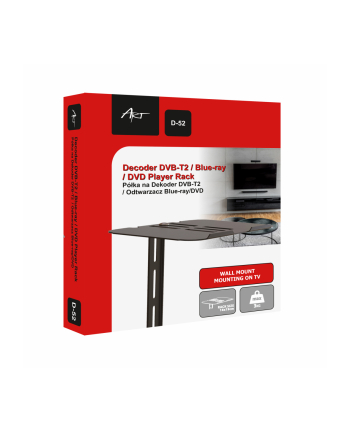 Półka ścienna na dekoder DVB-T2  Odtwarzacz Blue-ray/DVD  max 3kg D-52 ART - dualny montaż