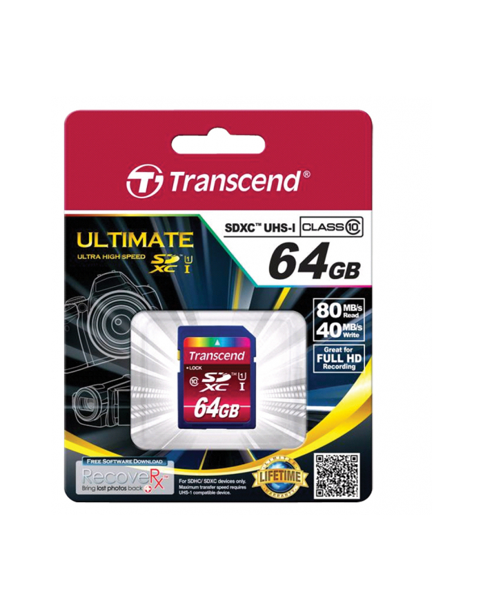 Transcend TS64GSDXC10 karta SDXC 64GB Class 10 główny