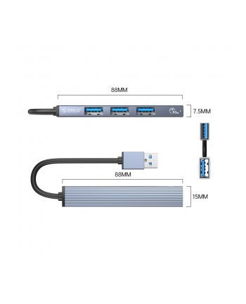 ORICO HUB USB-C 4X USB-A (3X20  1X30)  ALU