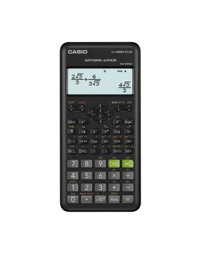 KALKULATOR NAUKOWY CASIO FX-350ESPLUS-2 CZARNY  12 CYFROWY WYŚWIETLACZ główny