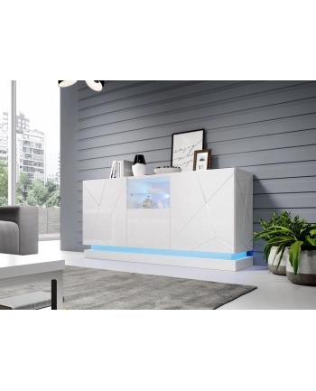 cama meble Komoda QIU 2D1K 150x41 5xH75 biały połysk/biały połysk