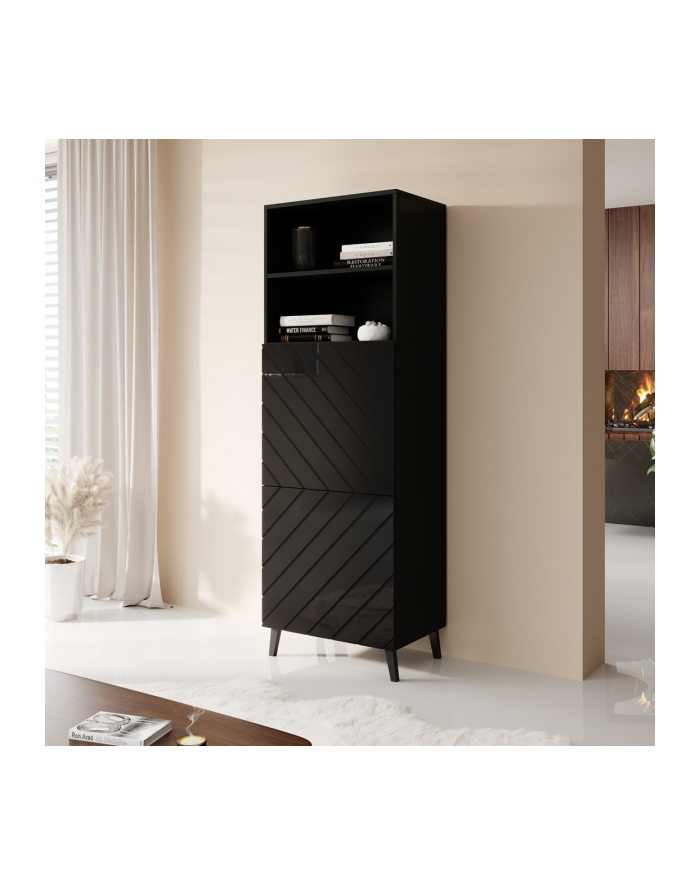 cama meble Witryna ABETO 60x40xH176 5 czarny/czarny połysk główny