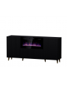 cama meble Komoda PAFOS z kominkiem elektrycznym 180x42x82 czarny mat - nr 1