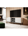 cama meble Szafka RTV PAFOS na czarnym stelażu ze stali 150x40x60 biały mat - nr 4