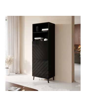 cama meble Witryna ABETO 60x40xH176 5 czarny/czarny połysk