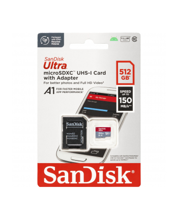 sandisk Karta Ultra microSDXC 512GB 150MB/s A1 + Adapter SD