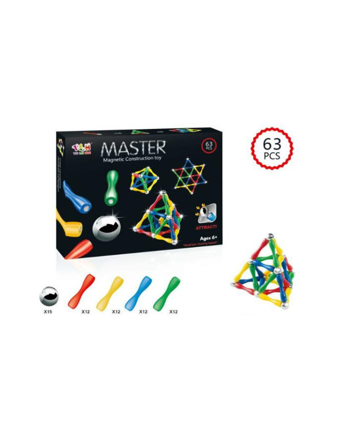 Klocki magnetyczne 63el BKLO3865 BIGTOYS główny