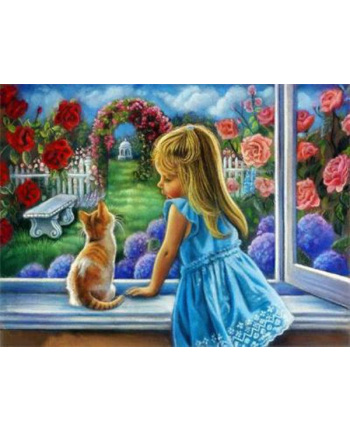 ju-piter Diamentowy obraz Dziewczynka z kotem