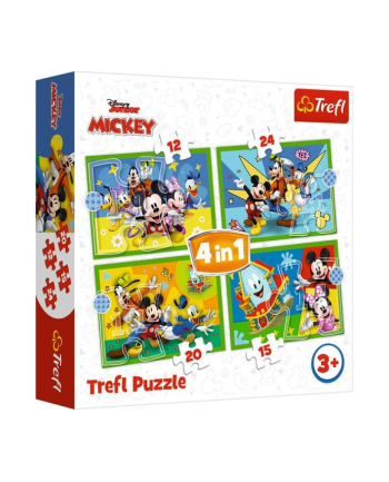 Puzzle 4w1 12,15,20,24el Wśród przyjaciół. Myszka Miki. Mickey Mouse Funhouse 34616 Trefl