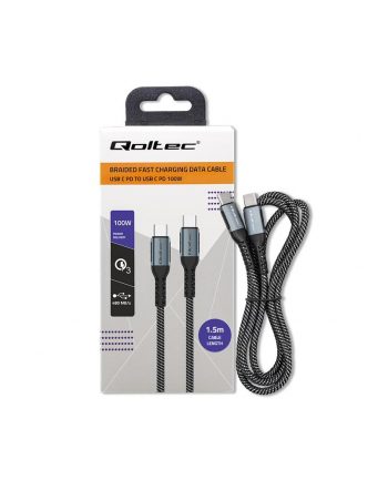 qoltec Kabel USB 2.0 typ C | USB 2.0 typ C 100W | QC 3.0| PD | 1.5m |   Czarny