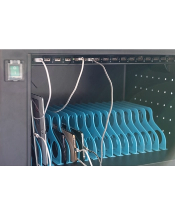 DIGITUS Charging trolley 16 charge bases 14inch Kolor: CZARNY 384x550x375mm electr. lock incl. USB fan