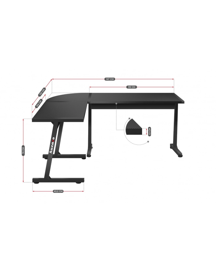 Biurko gamingowe Huzaro Hero 60 Black główny
