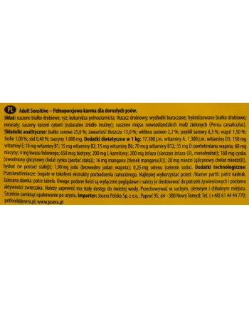 Josera JosiDog Adult Sensitive sucha dla psów 15kg