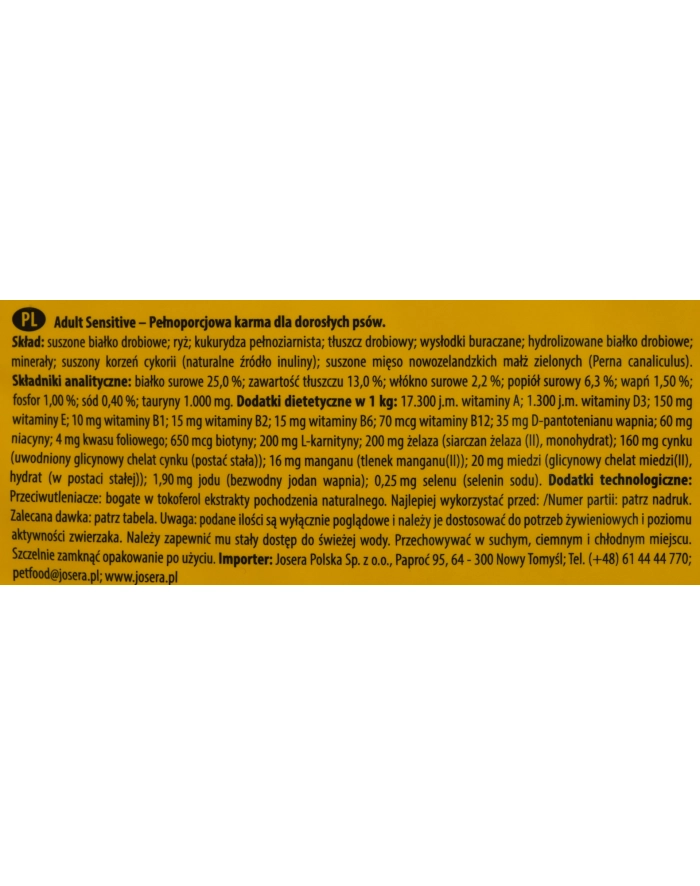 Josera JosiDog Adult Sensitive sucha dla psów 15kg główny