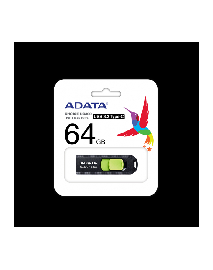 ADATA FLASHDRIVE UC300 64GB USB 32 BLACK'GREEN główny