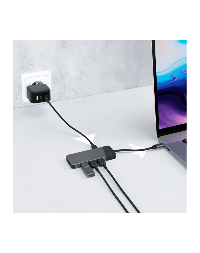GREEN CELL HUB USB-C ADAPTER GC CONNECT 7W1 (3XUSB 31  HDMI 4K 60HZ  USB-C PD 85W  MICROSD/SD) główny