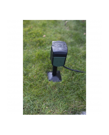 Brennenstuhl Connect WiFi garden socket 2-way, with ground spike and mounting plate, socket strip (Kolor: CZARNY/green, 10 meters, timer, voice control)