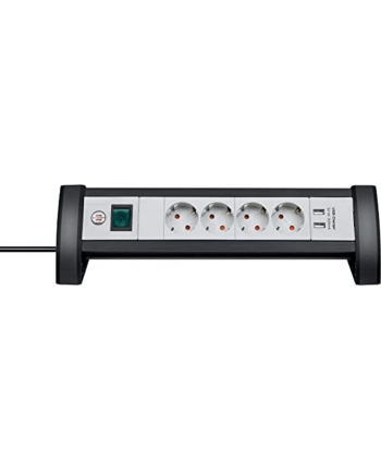 Brennenstuhl Premium-Office-Line, 4-way socket, USB, socket strip (Kolor: CZARNY/grey, with 2 USB charging sockets 3,100mA) nr 2