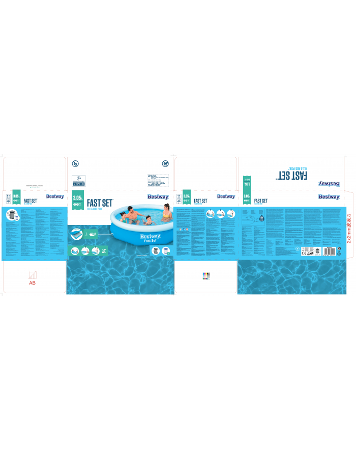 Bestway Fast Set above ground pool set, 305cm x 66cm, swimming pool (blue/Kolor: BIAŁY, with filter pump) główny