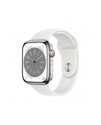 Apple Watch Series 8 Cell Smartwatch (Kolor: BIAŁY, 45mm, Edelstahl, Sport Band) MNKE3FD/A