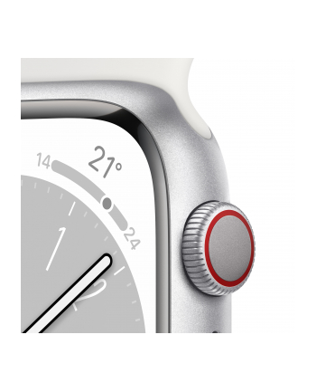 Apple Watch Series 8 Smartwatch (srebrno/biały, 41 mm, sports bracelet, aluminum housing, LTE) MP4A3FD/A