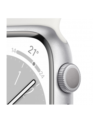 Apple Watch Series 8 Smartwatch (srebrno/biały, 45mm, Sport Band, Aluminum Case) MP6N3FD/A