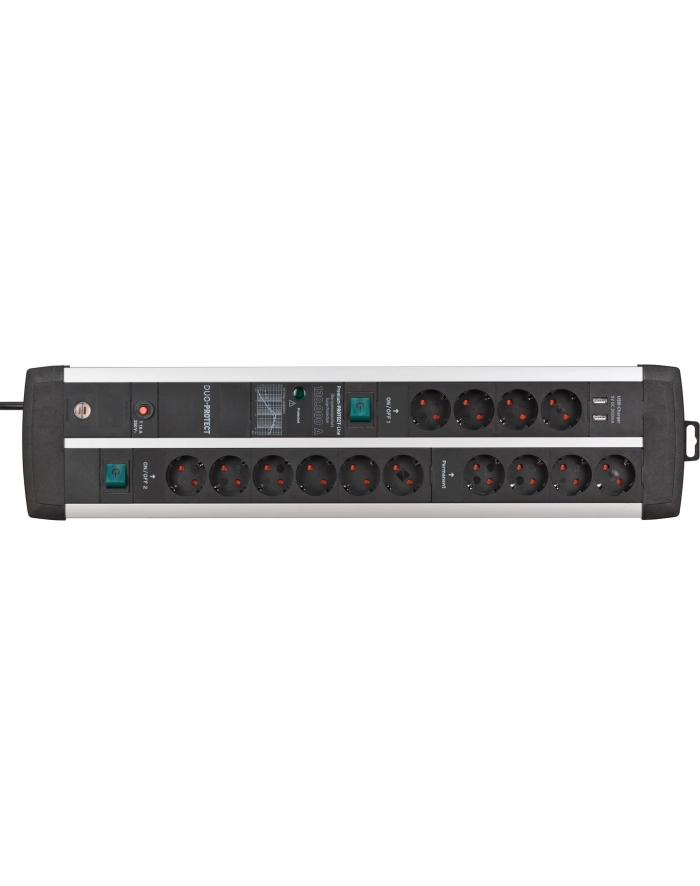 Brennenstuhl Premium-protection -Line Duo gaming power strip 14-way (Kolor: CZARNY/silver, 120,000 A surge protection , 2x USB-A, 3 meters) główny